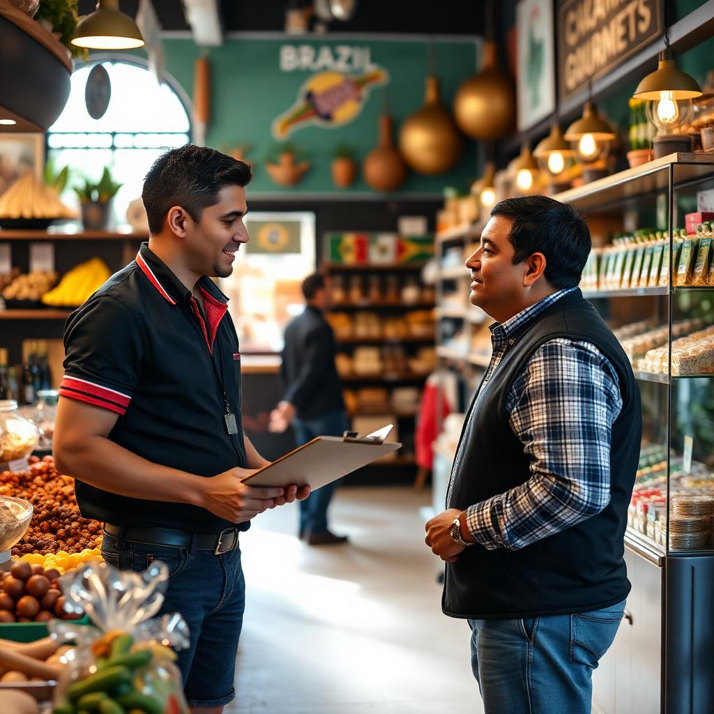 Representante comercial Fouquet em visita a um empório